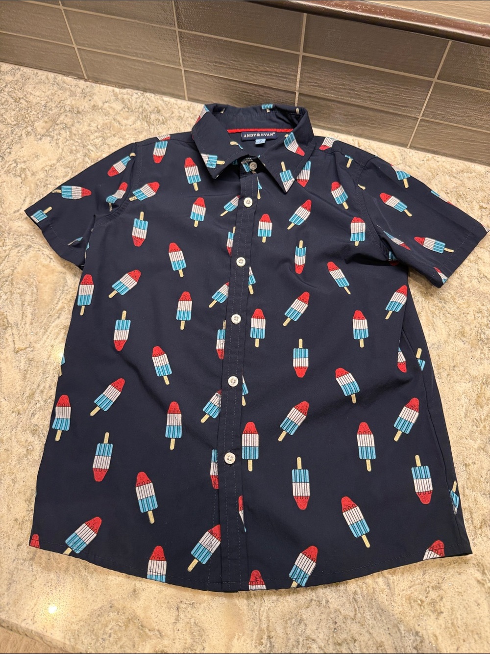Navy Short-Sleeve Popsicle Print Shirt - kids